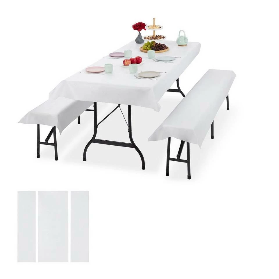 relaxdays Bierzeltgarnitur »6x Bierzeltgarnitur Auflage weiß«