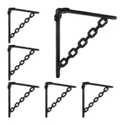 relaxdays Wandregalhalter »6 x Regalwinkel Gusseisen Kette schwarz«