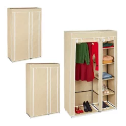 relaxdays Kleiderschrank »3 x Stoffschrank Kleiderstange beige«