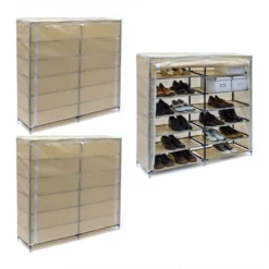 relaxdays Schuhschrank »3 x Schuhschrank VALENTIN breit beige«