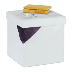 relaxdays Sitzhocker »Kunstleder Sitzhocker mit Stauraum«, Weiß Weiß, Schwarz, Anthrazit