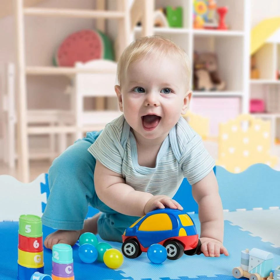 relaxdays Bodenschutzmatte »Puzzlematte mit Rand 177 x117 cm«, Set, Blau Weiß Hellblau Blau, Weiß Grau Anthrazit – Bild 3