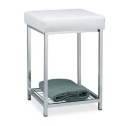 relaxdays Polsterhocker »Gepolsterter Hocker mit Ablage Weiß«, Weiß