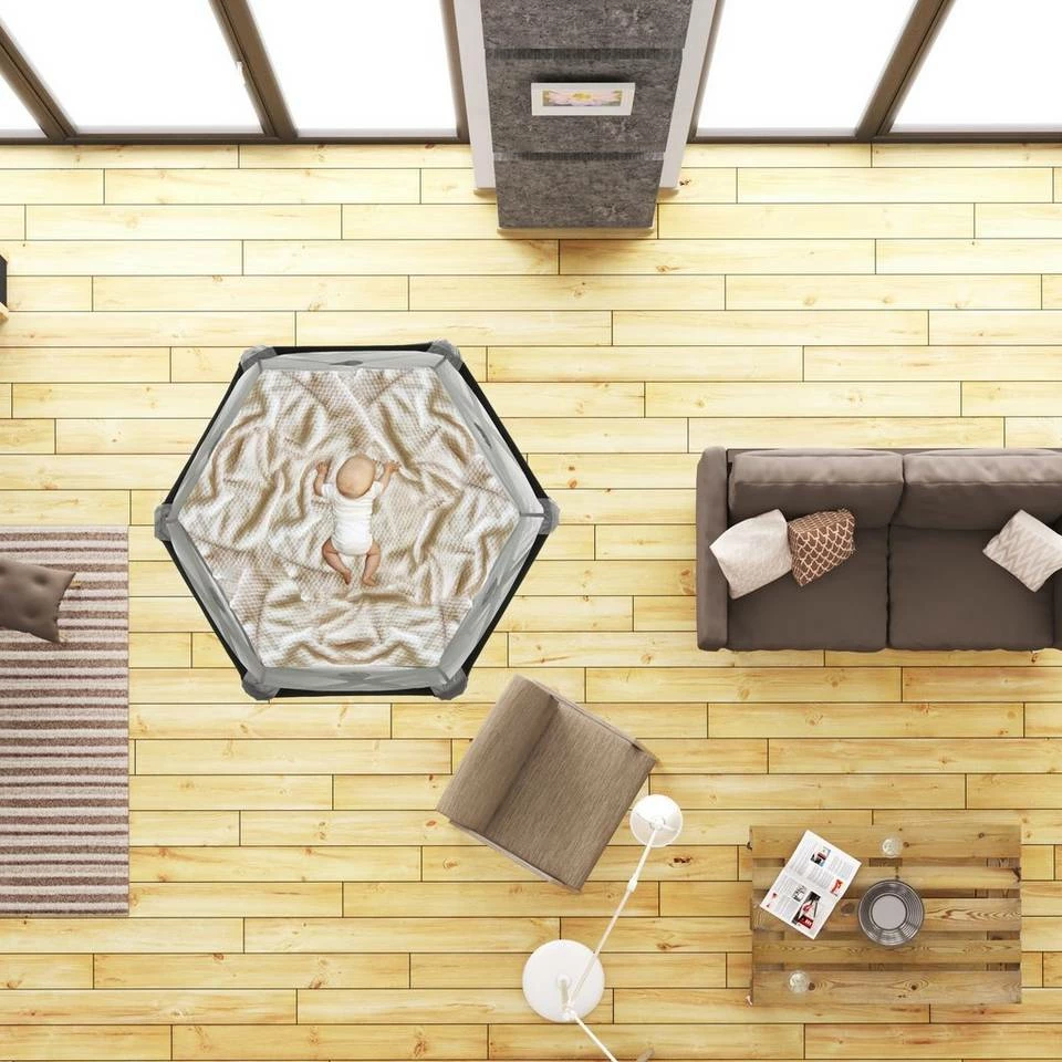 relaxdays Laufgitter »Faltbares Laufgitter für Babys«, Grau – Bild 2