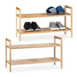 relaxdays Schuhregal »2 x Schuhregal stapelbar Walnuss«
