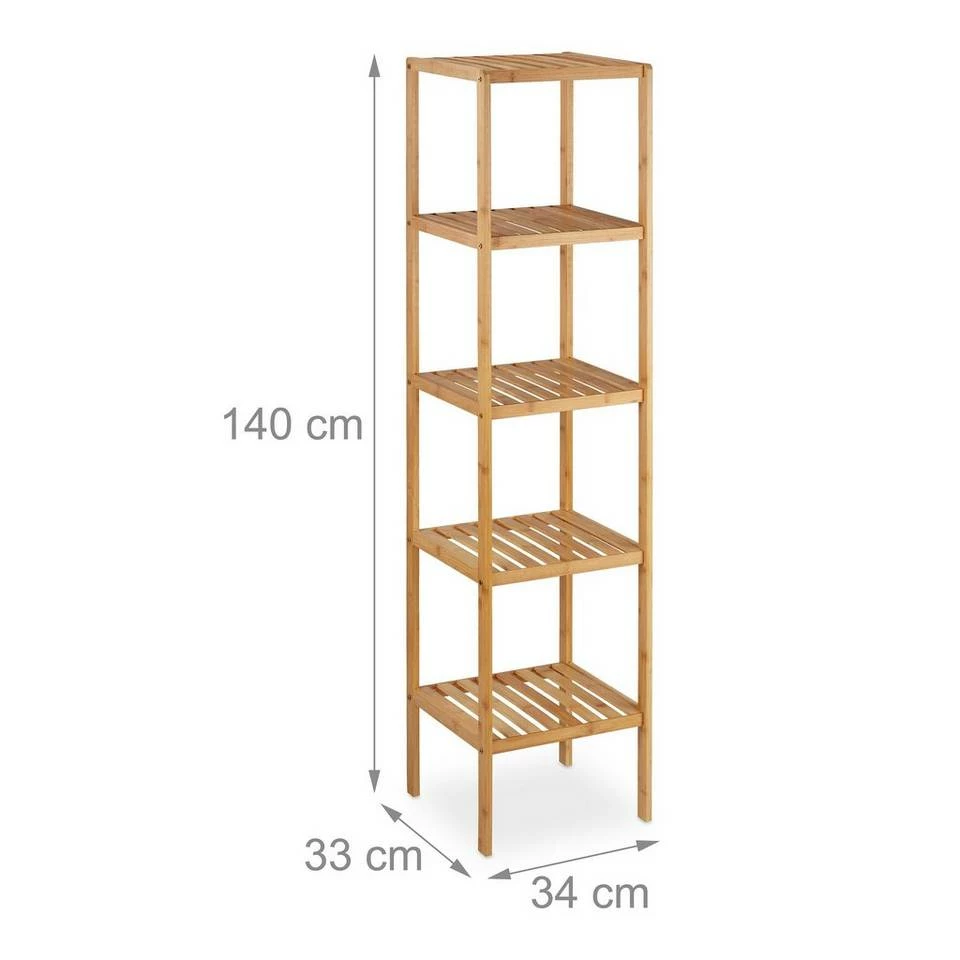 relaxdays Badmöbel-Set »Badregal Bambus mit 5 Ablagen« – Bild 4