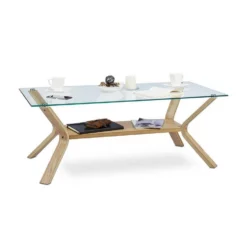 relaxdays Couchtisch »Couchtisch Holz & Glas«