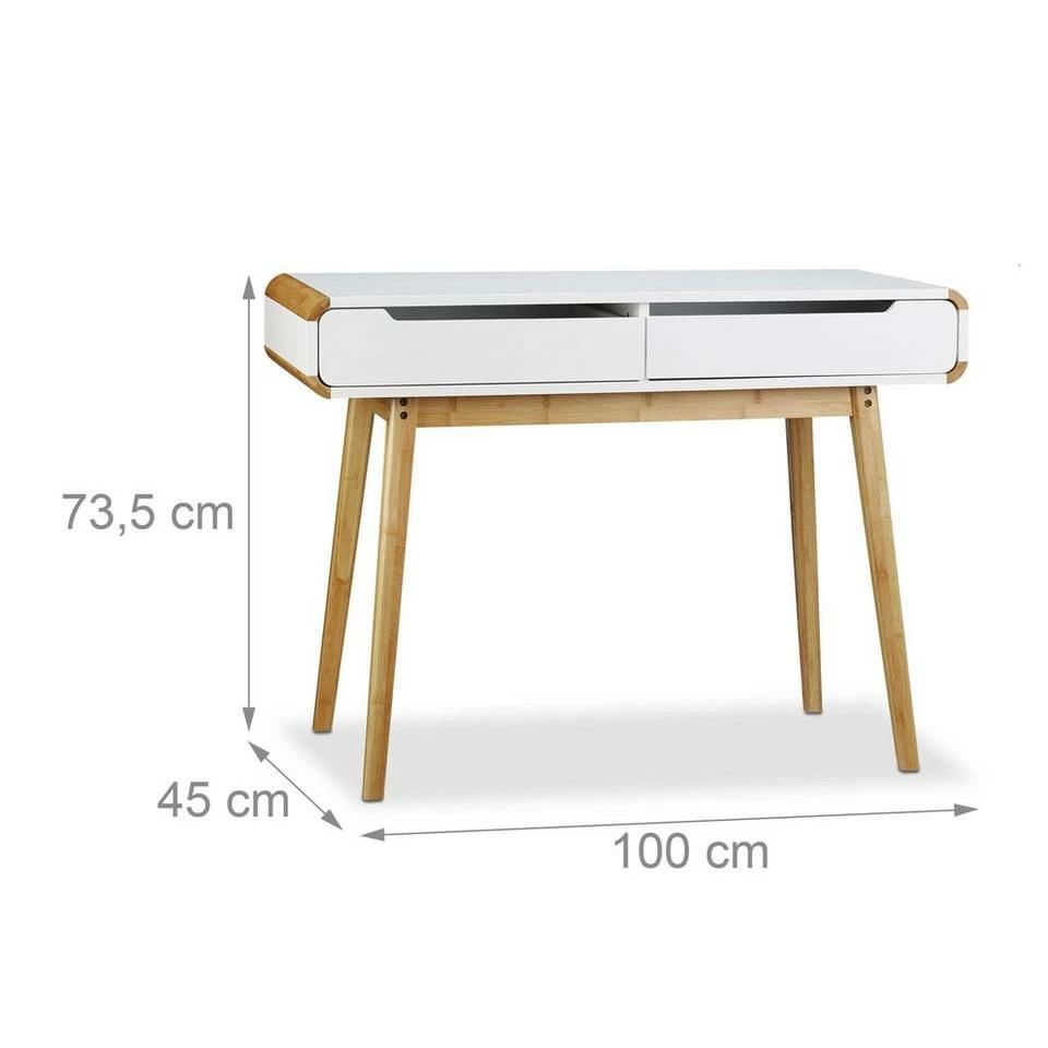 relaxdays Schreibtisch »Schreibtisch mit Schubladen in Weiß« – Bild 3