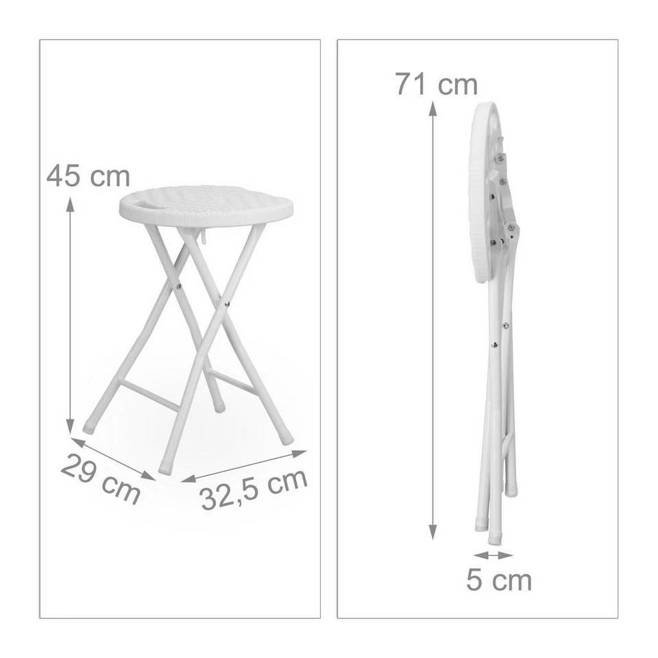 relaxdays Barhocker »Klapphocker BASTIAN«, Weiß Weiß, Dunkelbraun, Schwarz – Bild 4
