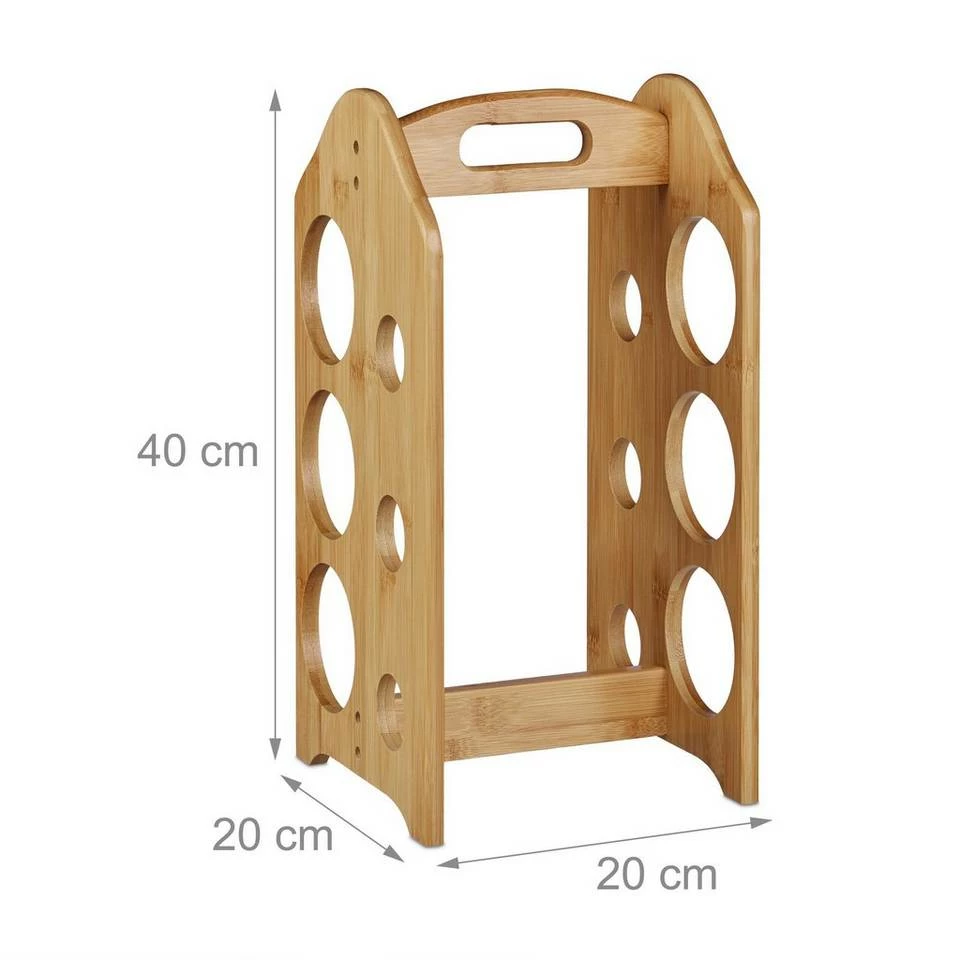 relaxdays Weinregal »Weinregal Bambus 6 Flaschen mit Griff« – Bild 2