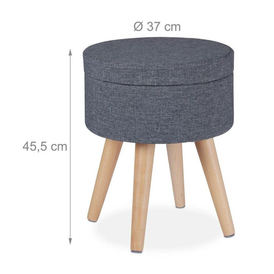 relaxdays Stauraumhocker »Runder Sitzhocker mit Tischfunktion« – Bild 4