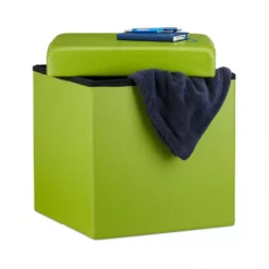 relaxdays Sitzhocker »Faltbarer Sitzhocker Kunstleder«, Grün Schwarz, Weiß, Orange, Creme