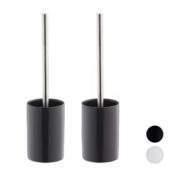 relaxdays Badezimmer-Set »2 x WC-Garnitur Keramik grau«