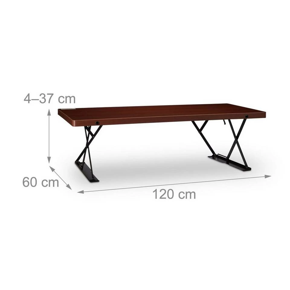 relaxdays Schreibtischaufsatz »Sitz-Steh-Schreibtisch«, Rotbraun Schwarz, Dunkelrot Schwarz, Creme Schwarz – Bild 4