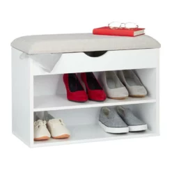 relaxdays Schuhbank »Weiße Schuhbank gepolstert«
