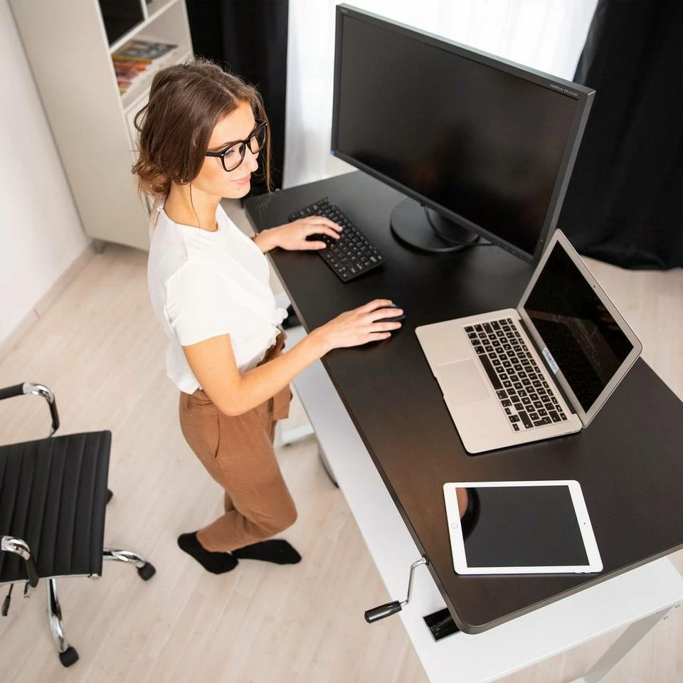 relaxdays Schreibtischaufsatz »Sitz-Steh-Schreibtisch«, Rotbraun Schwarz, Dunkelrot Schwarz, Creme Schwarz – Bild 3