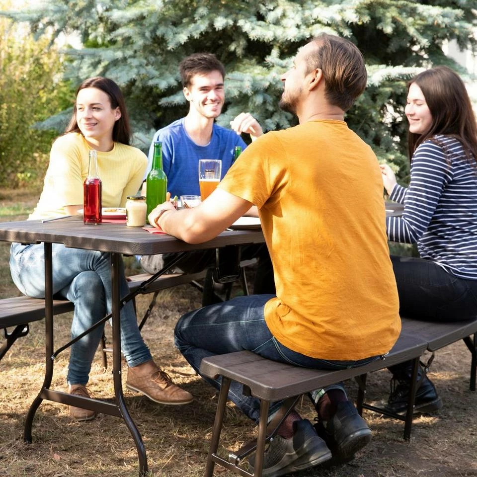 relaxdays Bierzeltgarnitur »Bierbank 2er Set braun« – Bild 2