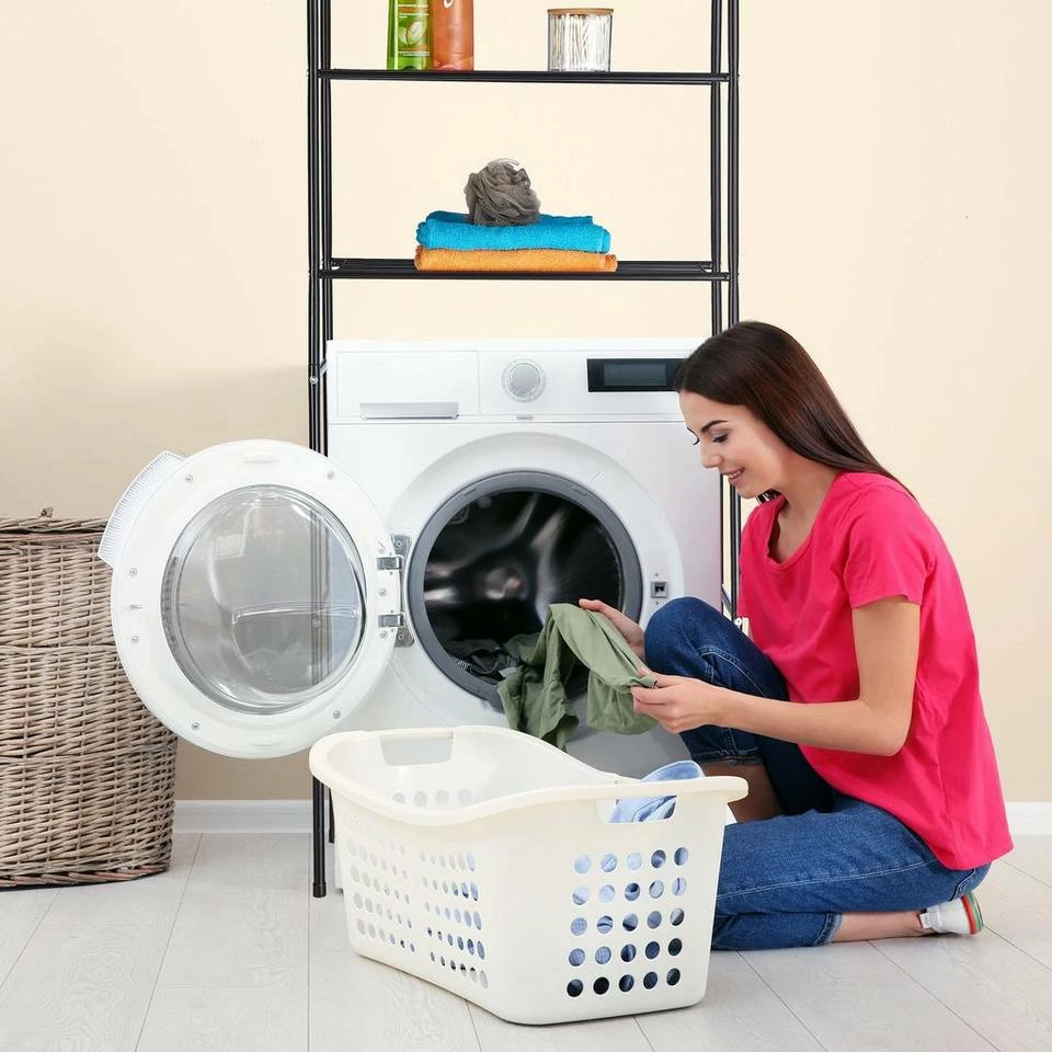 relaxdays Waschmaschinenumbauschrank »Schwarzes Waschmaschinenregal aus Metall« – Bild 3
