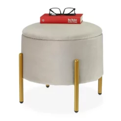 relaxdays Stauraumhocker »Grauer Samthocker mit Stauraum«