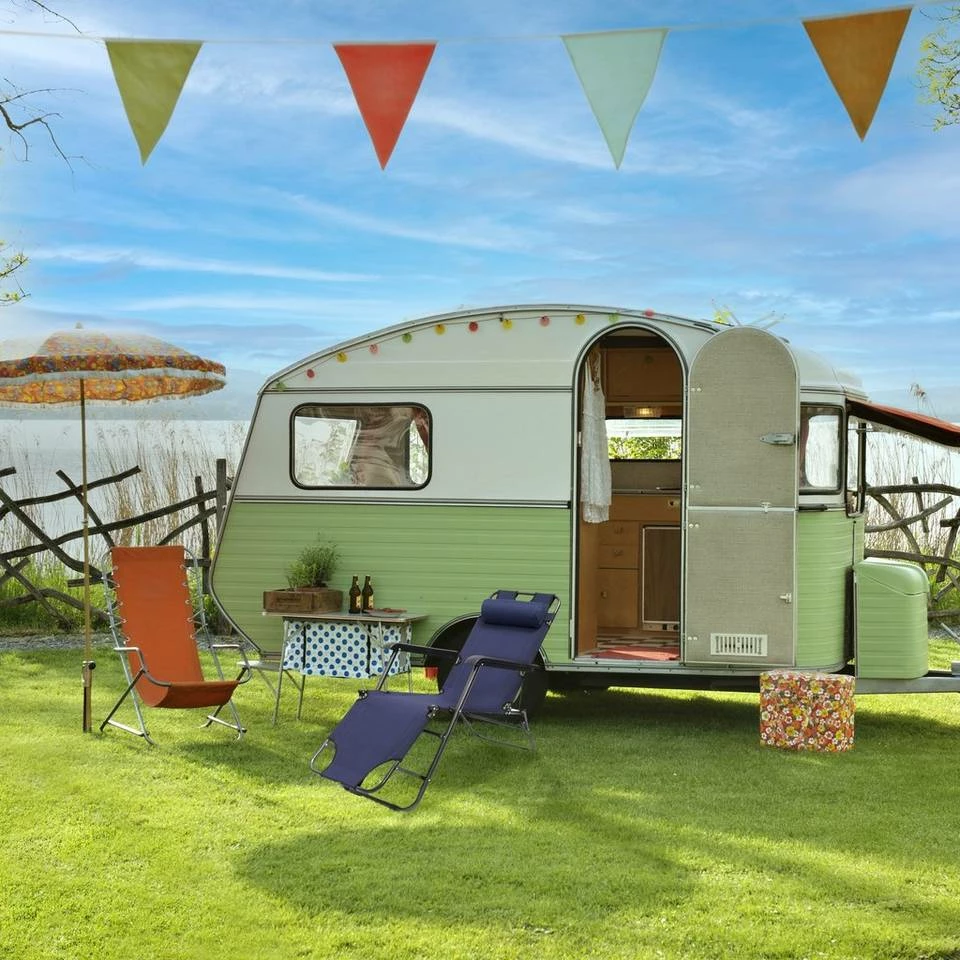 relaxdays Gartenliege »1 x Sonnenliege klappbar dunkelblau« – Bild 2