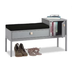 relaxdays Sitzbank »Graue Flurkommode mit Sitzpolster«