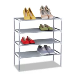 relaxdays Schuhregal »Schuhregal Stecksystem 4 Ebenen«, Grau Schwarz