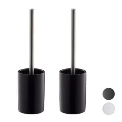 relaxdays Badezimmer-Set »2 x WC-Garnitur Keramik schwarz«