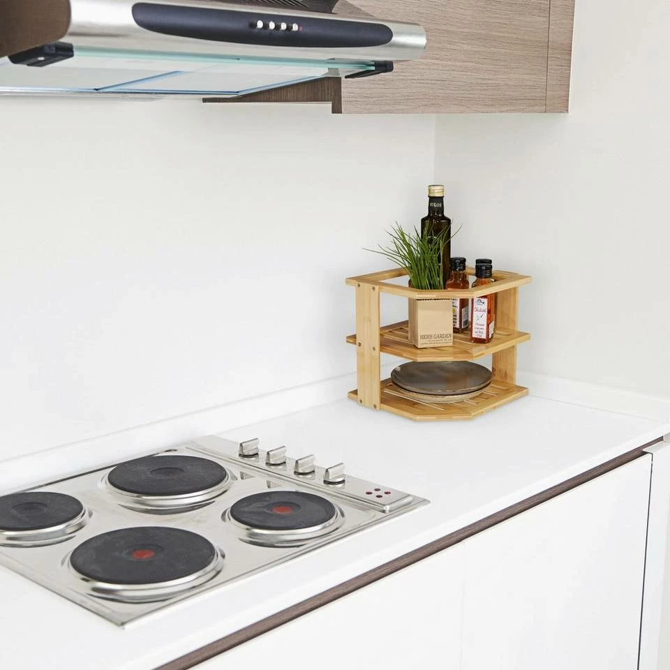 relaxdays Aufsatzregal »Bambus Eckregal für die Küche« – Bild 2