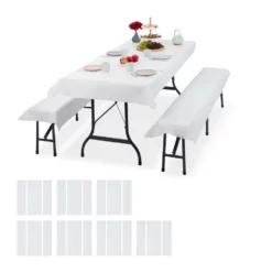 relaxdays Bierzeltgarnitur »24x Bierzeltgarnitur Auflage weiß«