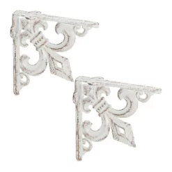 relaxdays Wandregalhalter »2 x Regalwinkel Gusseisen antik weiß«