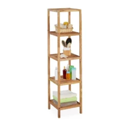 relaxdays Badregal »Badregal Walnuss 5 Ablagen«