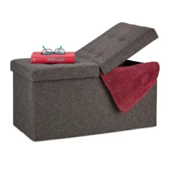 relaxdays Sitzbank »Sitzbank mit klappbarem Deckel«, Braun Grau