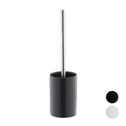 relaxdays Badezimmer-Set »WC-Garnitur Keramik«, Grau Anthrazit Silber Schwarz, Schwarz Silber, Weiß Silber