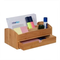 relaxdays Schreibtischaufsatz »Schreibtisch Organizer mit Schublade«