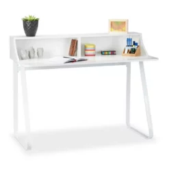 relaxdays Schreibtisch »Schreibtisch Weiß mit Fächern«