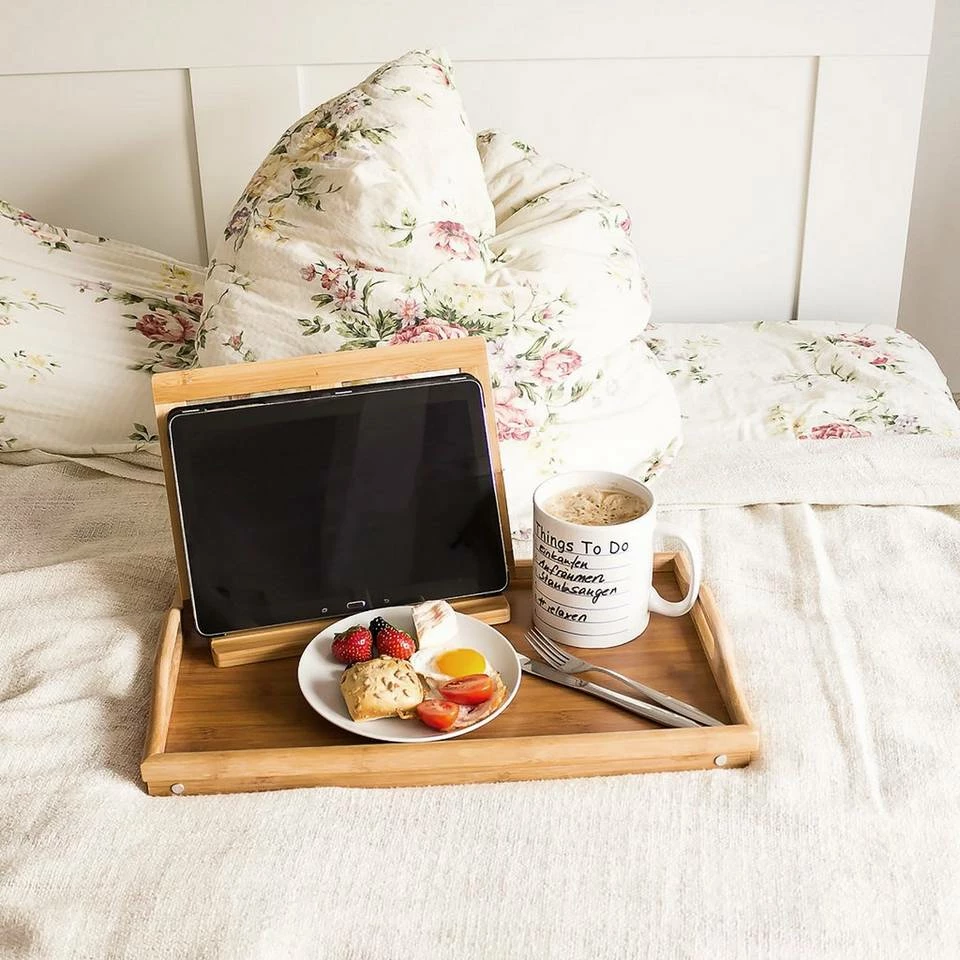 relaxdays Tabletttisch »4x Bambus Betttablett« – Bild 2