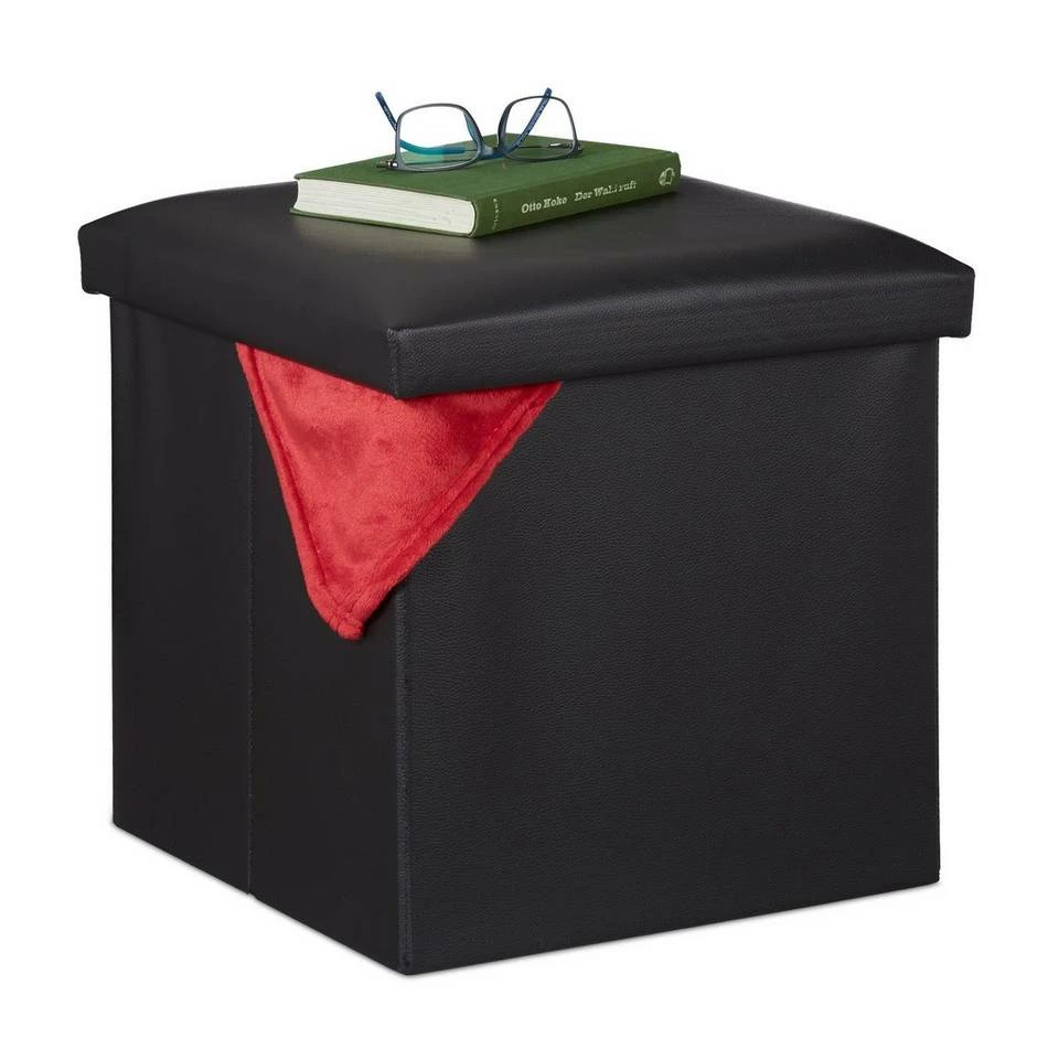 relaxdays Sitzwürfel »Hocker mit Stauraum«, Grau Weiß, Schwarz, Braun – Bild 12