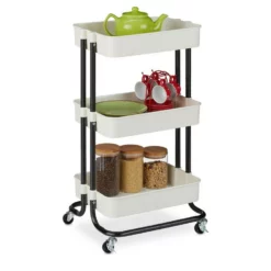 relaxdays Servierwagen »Rollwagen mit 3 Etagen«, Schwarz Wei&szlig; Schwarz, Wei&szlig;