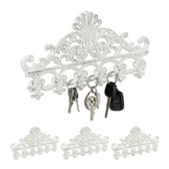 relaxdays Garderobenleiste »4 x Garderobenleiste Guss weiß-braun«