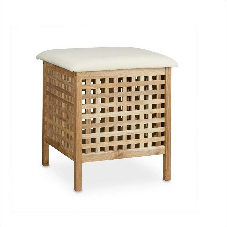 relaxdays Badhocker »Badhocker Walnuss mit Wäschesammler« – Bild 6