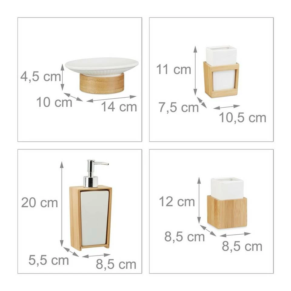 relaxdays Badezimmer-Set »Badezimmer Set aus Bambus und Keramik« – Bild 4