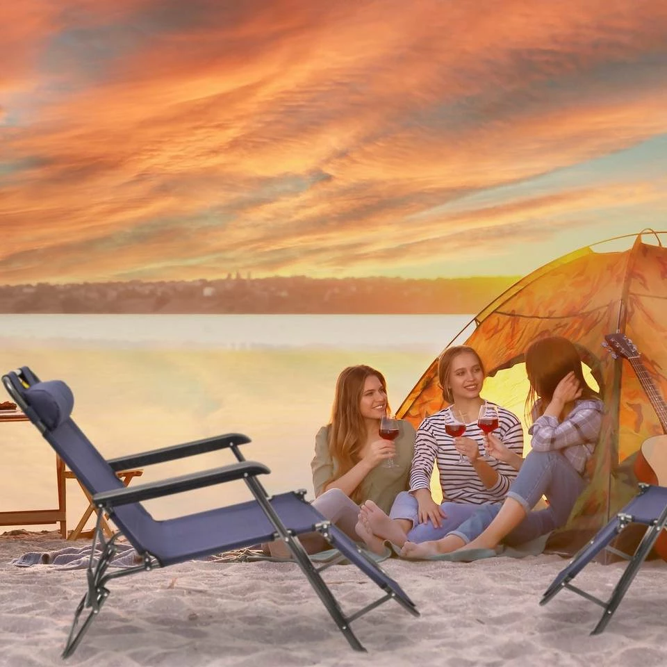 relaxdays Gartenliege »1 x Sonnenliege klappbar dunkelblau« – Bild 3