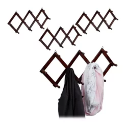 relaxdays Wandgarderobe »4 x Wandgarderobe Holz dunkelbraun«