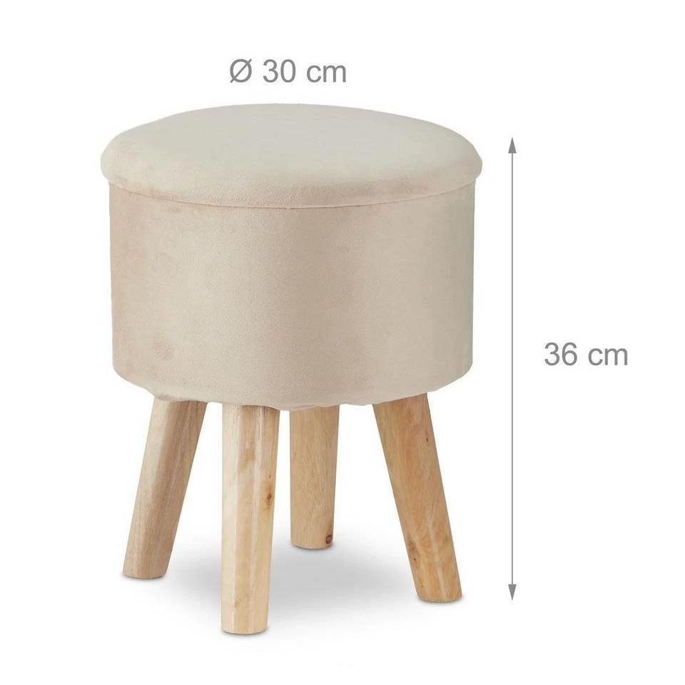 relaxdays Fußhocker »Hocker mit Stauraum aus Samt«, Creme Grau Hellbraun, Anthrazit Hellbraun, Creme Hellbraun, Lila Hellbraun – Bild 4