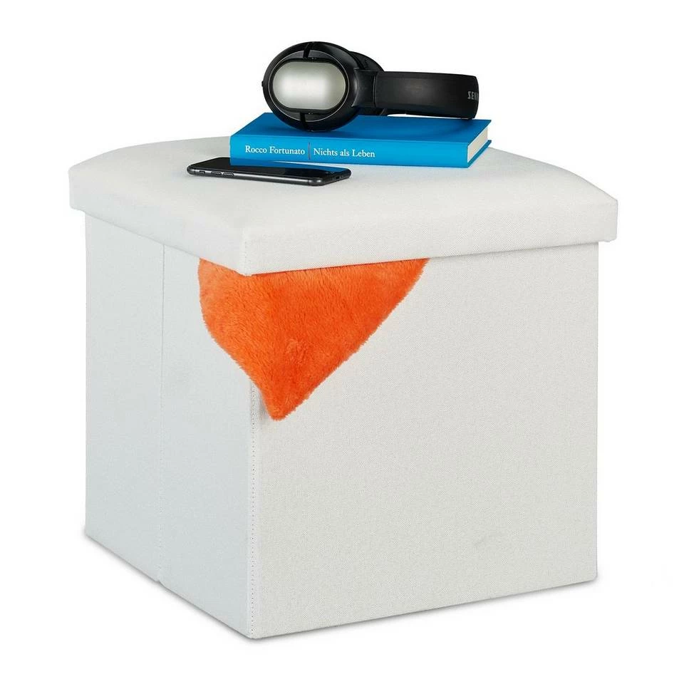 relaxdays Sitzhocker »Sitzhocker mit Stauraum«, Braun Grau, Anthrazit, Weiß – Bild 14