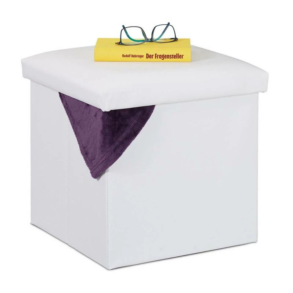 relaxdays Sitzwürfel »Hocker mit Stauraum«, Grau Weiß, Schwarz, Braun – Bild 11