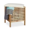 relaxdays Badhocker »Badhocker Walnuss mit Wäschesammler«
