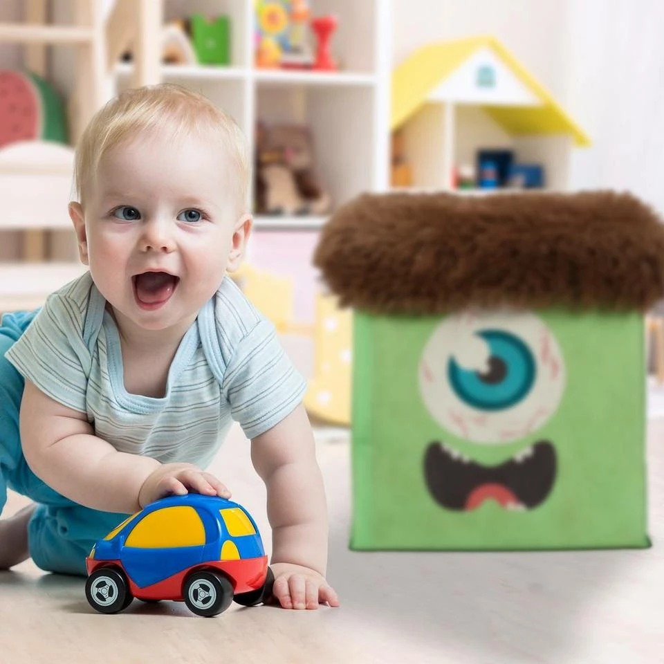 relaxdays Sitzhocker »Sitzhocker Kinder Monster«, A Grün Braun, Dunkelblau Grau – Bild 5