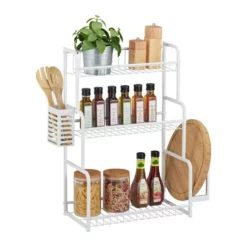 relaxdays Aufsatzregal »Weißes Küchenregal für die Arbeitsplatte«