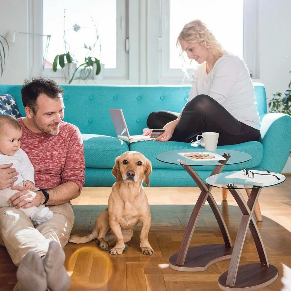 relaxdays Beistelltisch »Beistelltisch Glas oval im 2er Set« – Bild 3